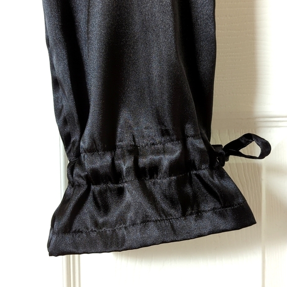 Catalina Satin High Waisted Straight Leg Ankle Cinch Cargo Pants Rich Black M - Picture 15 of 15